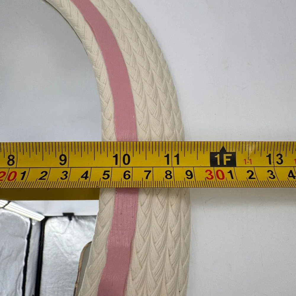 Vintage Oval Nursery Mirror Pink Bow Woven Frame Home Interiors & Gifts